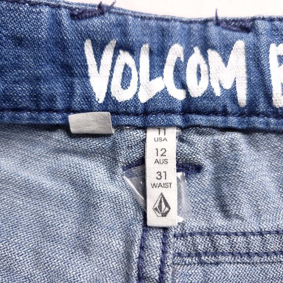 Volcom Jeans Womens Slim Slouch 11 Light Wash Destroyed Mid Rise Juniors - Picture 11 of 12